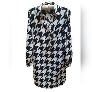 The Limited Black & White Dress Houndstooth Tunic Size Small Petite